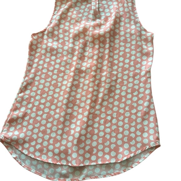 Polka Dot Sleeveless Blouse Top - Pink and White - Picture 4 of 4